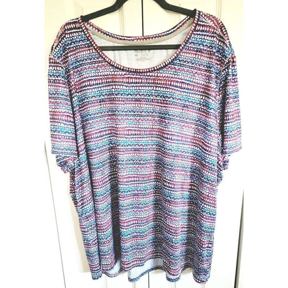 Reel Legends 4X Red‎ White Blue V- Neck Shirt Top Reel-Tec Performance SS